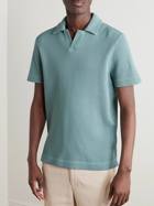 Mr P. - Waffle-Knit Organic Cotton Polo Shirt - Blue