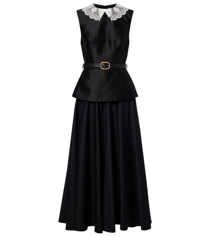Photo: Self-Portrait Belted peplum taffeta midi dress