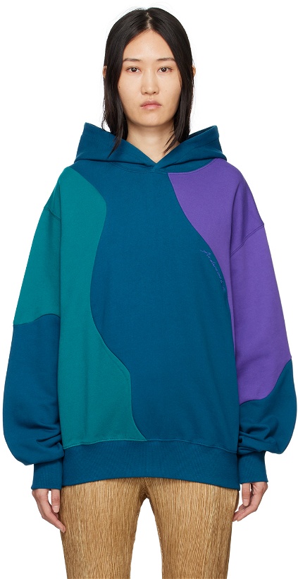 Photo: Andersson Bell Blue Contrast Curved Hoodie