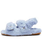 Max Mara Women's Fluffy Teddy Sandal in Light Blue