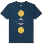 KAPITAL - Printed Indigo-Dyed Cotton-Jersey T-Shirt - Blue