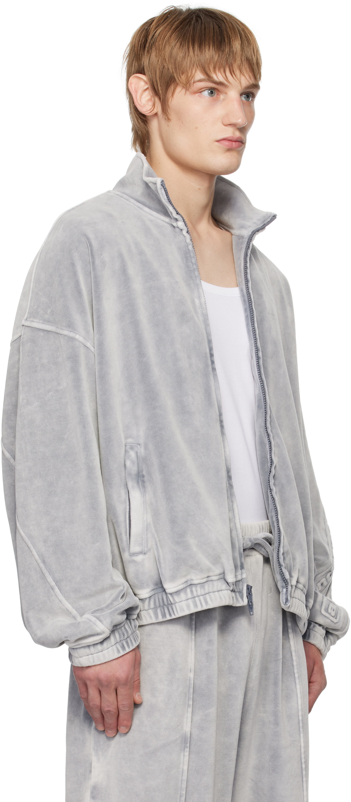 Alexander Wang Gray Embossed Logo Track Jacket Alexander Wang