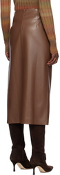 Olēnich Brown Cutout Faux-Leather Midi Skirt