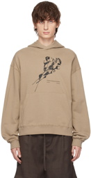 The World Is Your Oyster Tan Printed Hoodie