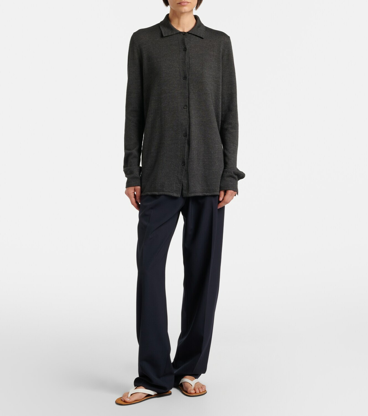 The Row Ocari knitted cashmere and silk shirt