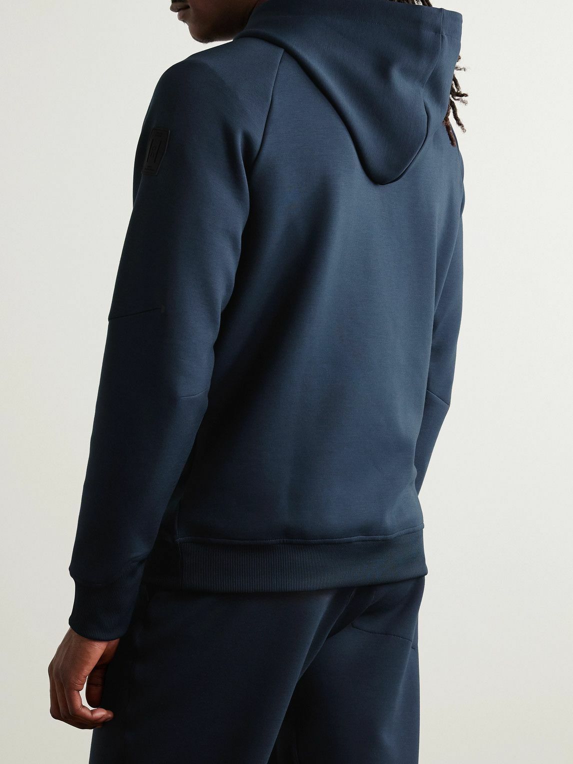 ON - Mesh-Panelled Logo-Appliquéd Recycled-Jersey Hoodie - Blue