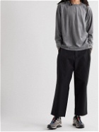 Comfy Outdoor Garment - Logo-Appliquéd Shell-Trimmed Fleece Sweatshirt - Gray