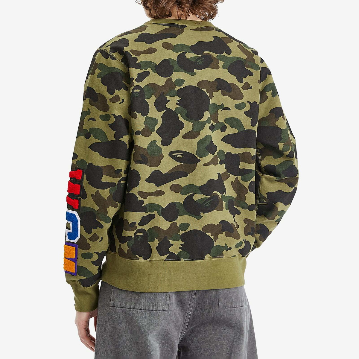 A Bathing Ape Men's 1st Camo Shark Crew Neck Sweatshirt in Green
