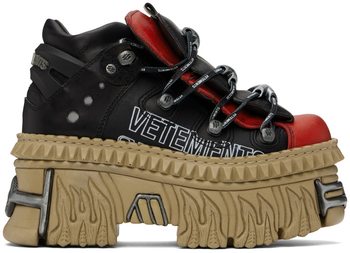 Photo: VETEMENTS Black & Red New Rock Edition Platform Sneakers