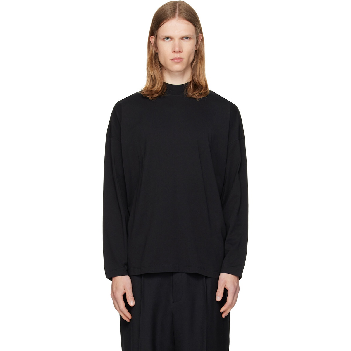 Jil Sander: Black Cotton Mock-Neck T-shirt | SSENSE