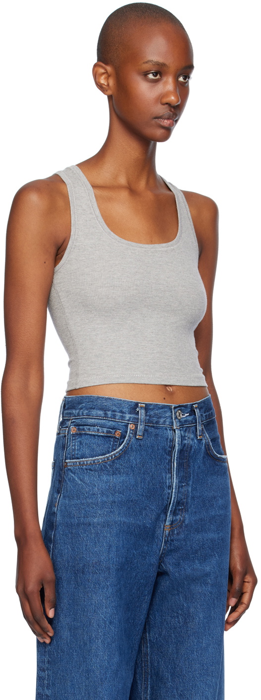 ÉTERNE Gray Square Neck Tank Top