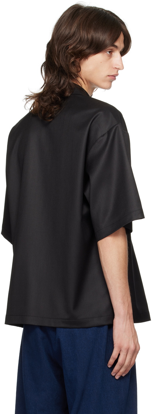 King & Tuckfield Black Notch Collar Wrap Shirt