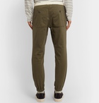 Beams Plus - Slim-Fit Tapered Grosgrain-Trimmed Cotton-Blend Twill Drawstring Trousers - Green