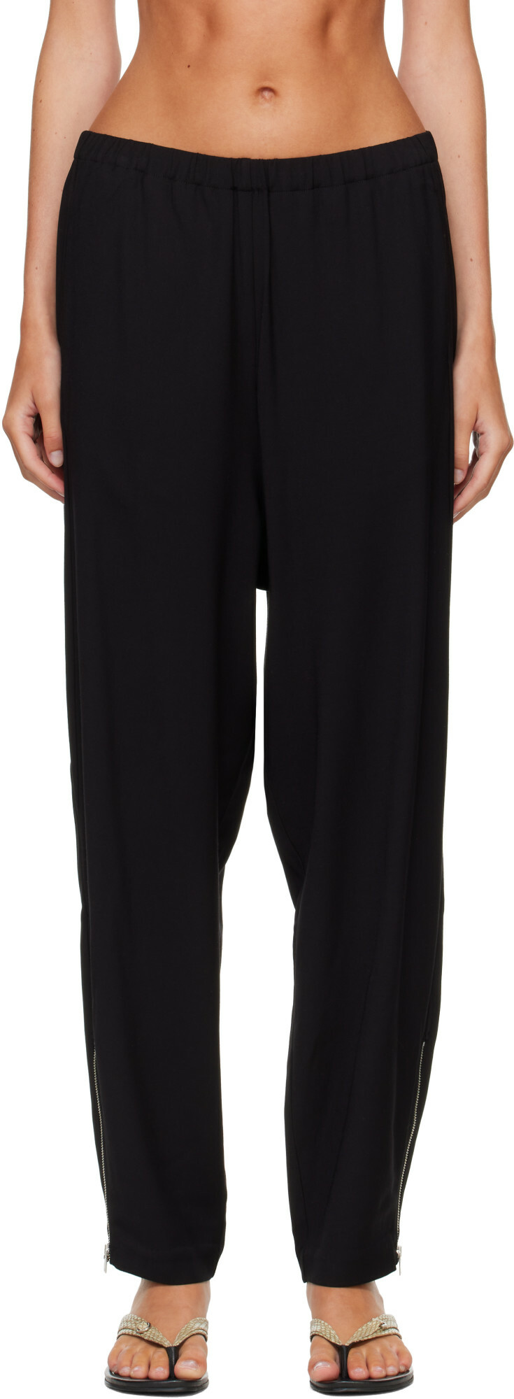 Cordera Black Viscose & Wool Lounge Pants