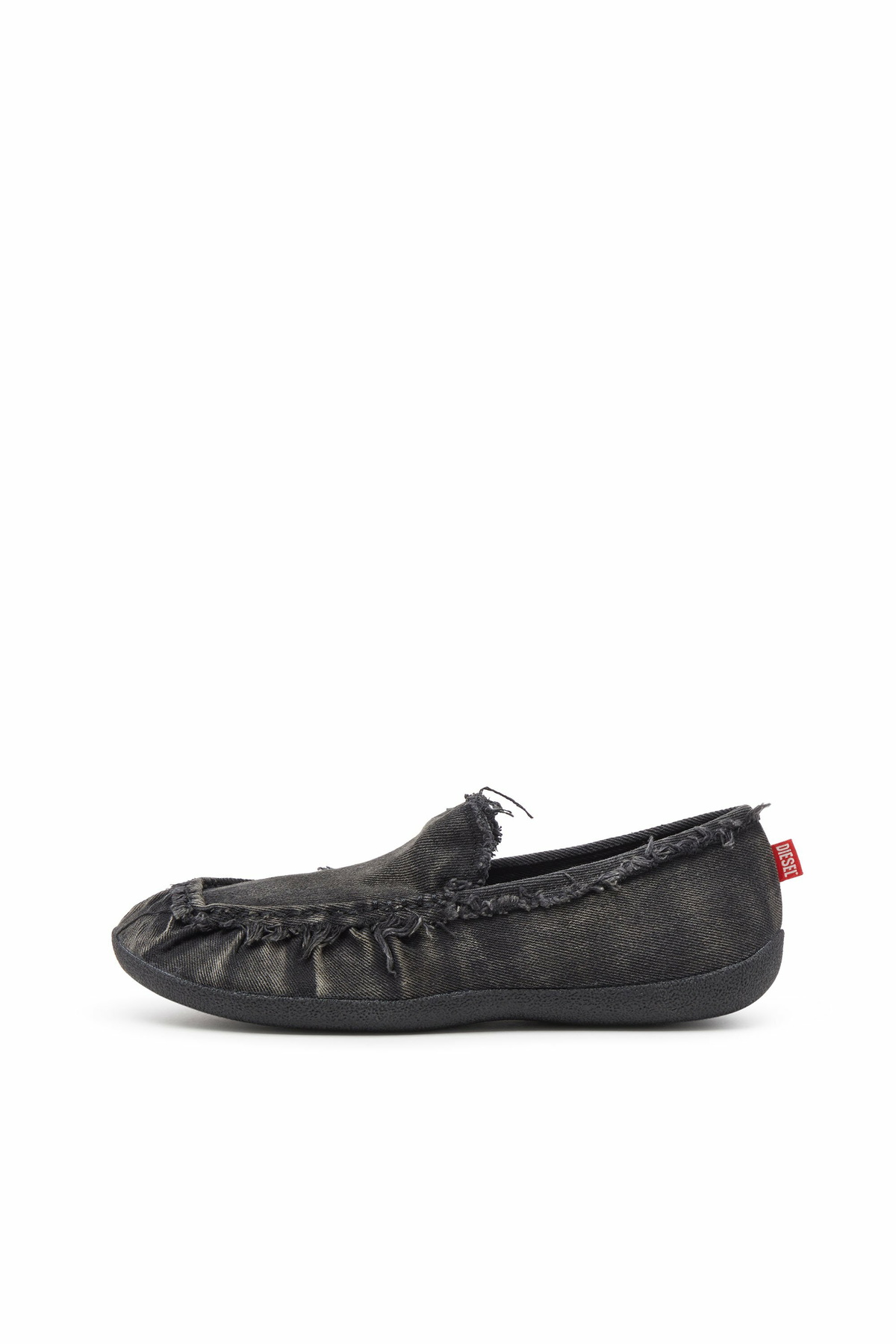 Diesel D-Shock-Distressed denim loafers - Mocassins and Mules Mens in Black
