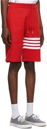 Thom Browne Red Waffle 4-Bar Shorts