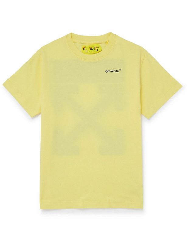 Photo: Off-White - Arrow Logo-Print Cotton-Jersey T-Shirt - Yellow