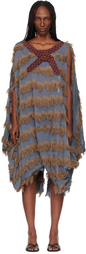 Photo: Kiko Kostadinov Blue & Brown Rossi Midi Dress