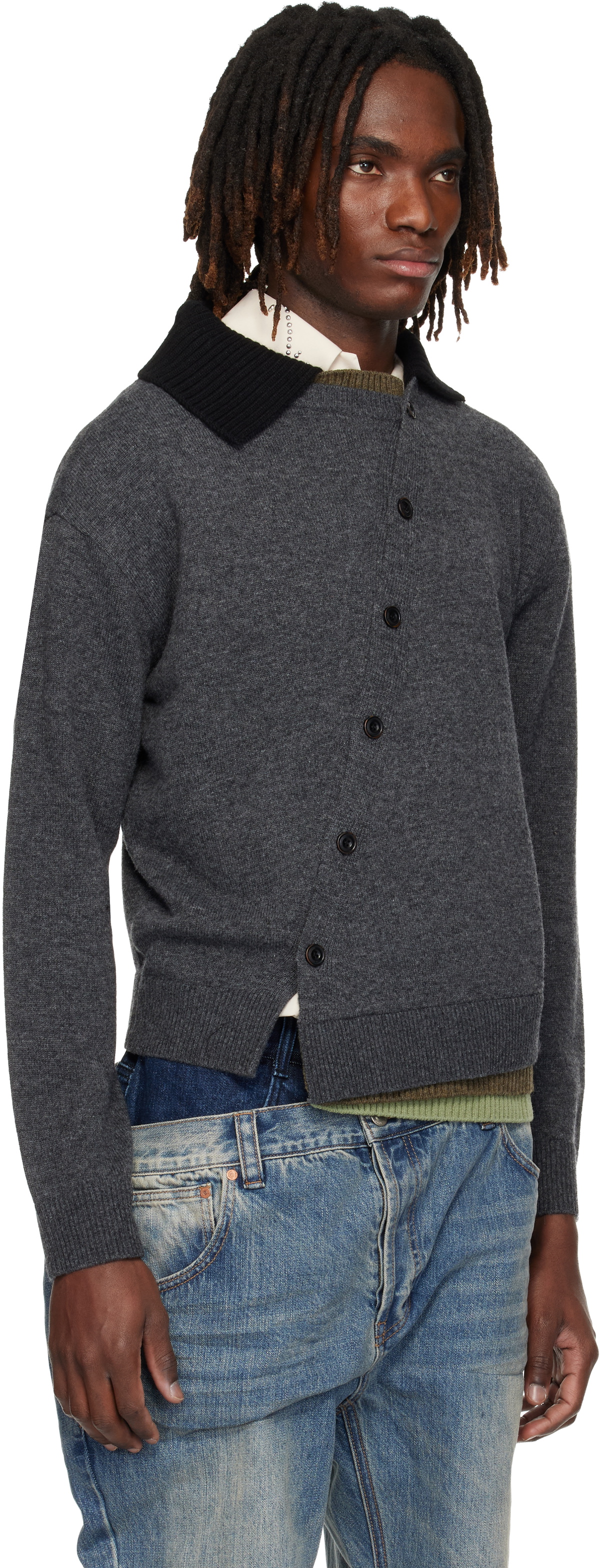 Andersson Bell Gray Layered Collar Cardigan