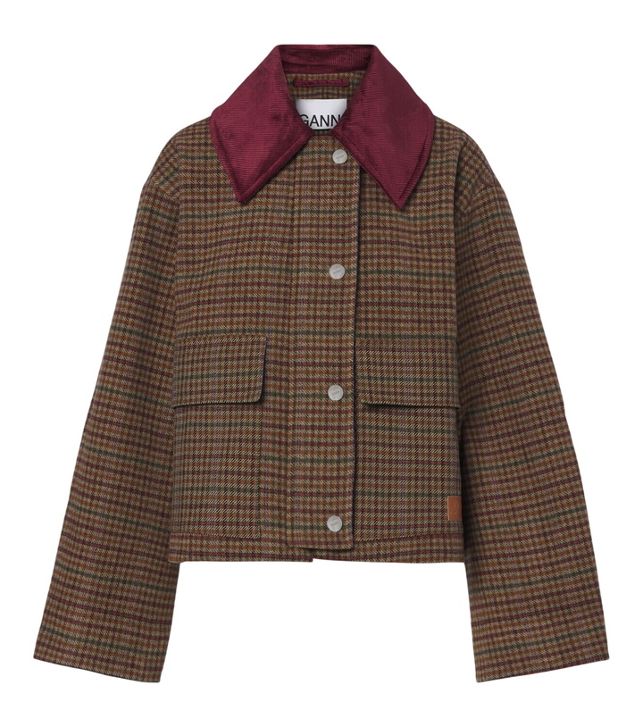 Photo: Ganni Checked wool-blend twill jacket