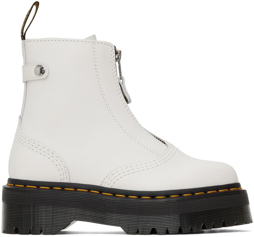 Bottes Dr. Martens Jetta Slip On - Blanc Sedal - Cuir - Fermeture éclair - Neuf Avec Emballage