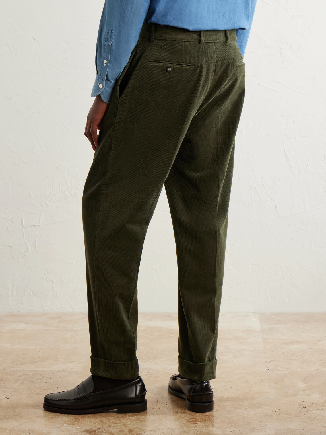 Officine Générale - Hugo Straight-Leg Cotton-Blend Corduroy Trousers - Green