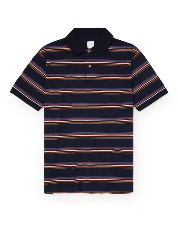 Photo: PAUL SMITH - Striped Cotton Polo Shirt - Blue