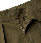 Rubinacci - Manny Tapered Pleated Cotton-Twill Trousers - Army green