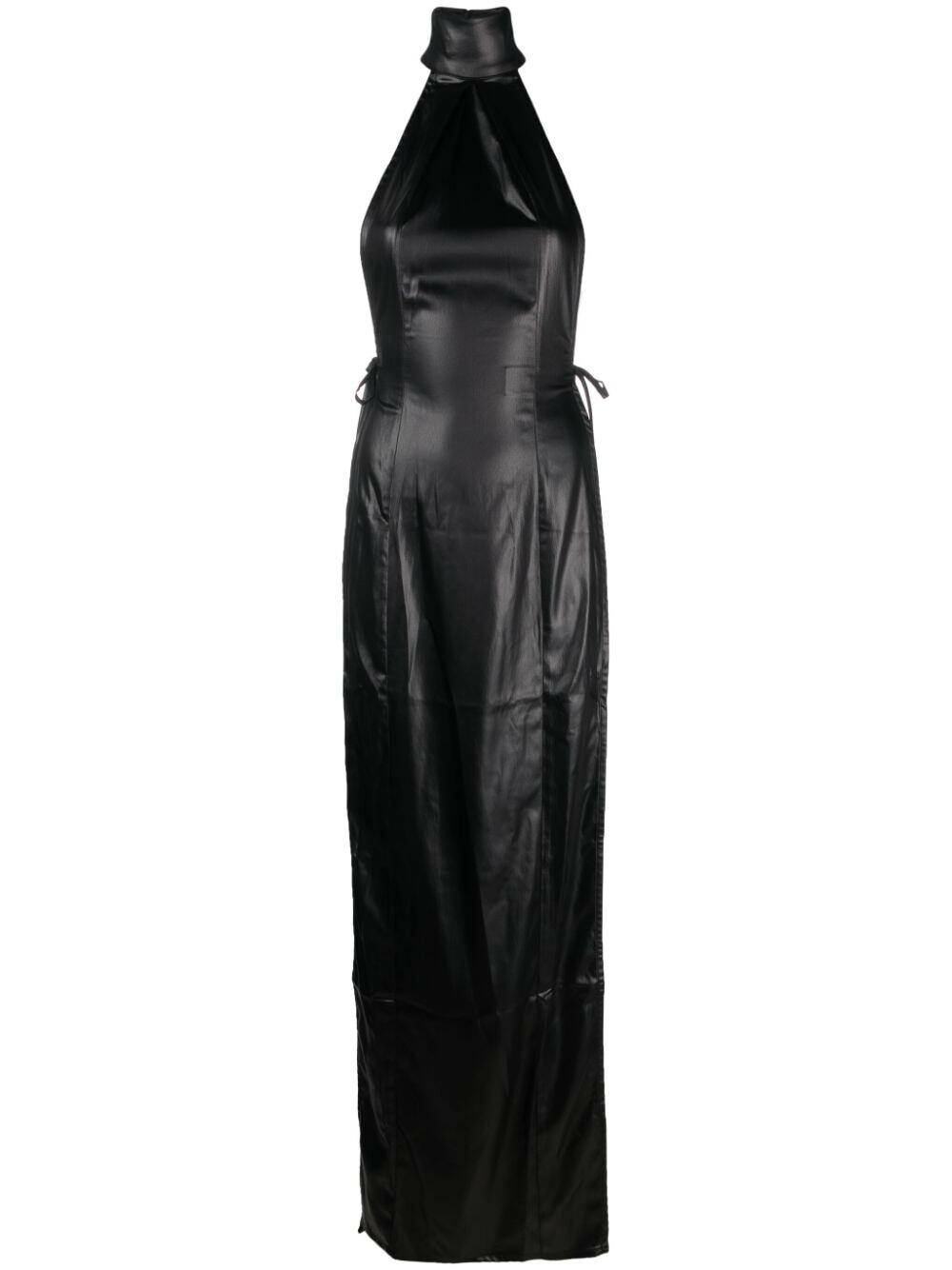 ludovic de saint sernin halter dress Ludovic De Saint Sernin Exclusive Kendall Georgette Maxi Halter Dress In Black