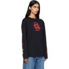 Simone Rocha Black 'Coming Up Roses' Print Long Sleeve T-shirt