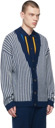 King & Tuckfield Blue & Navy Textured Knit Cardigan