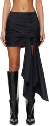 The Attico Black Shiny Satin Miniskirt