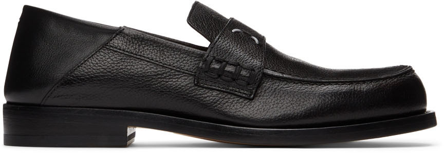 Maison Margiela Black Grained Stitch Camden Loafers Maison Margiela