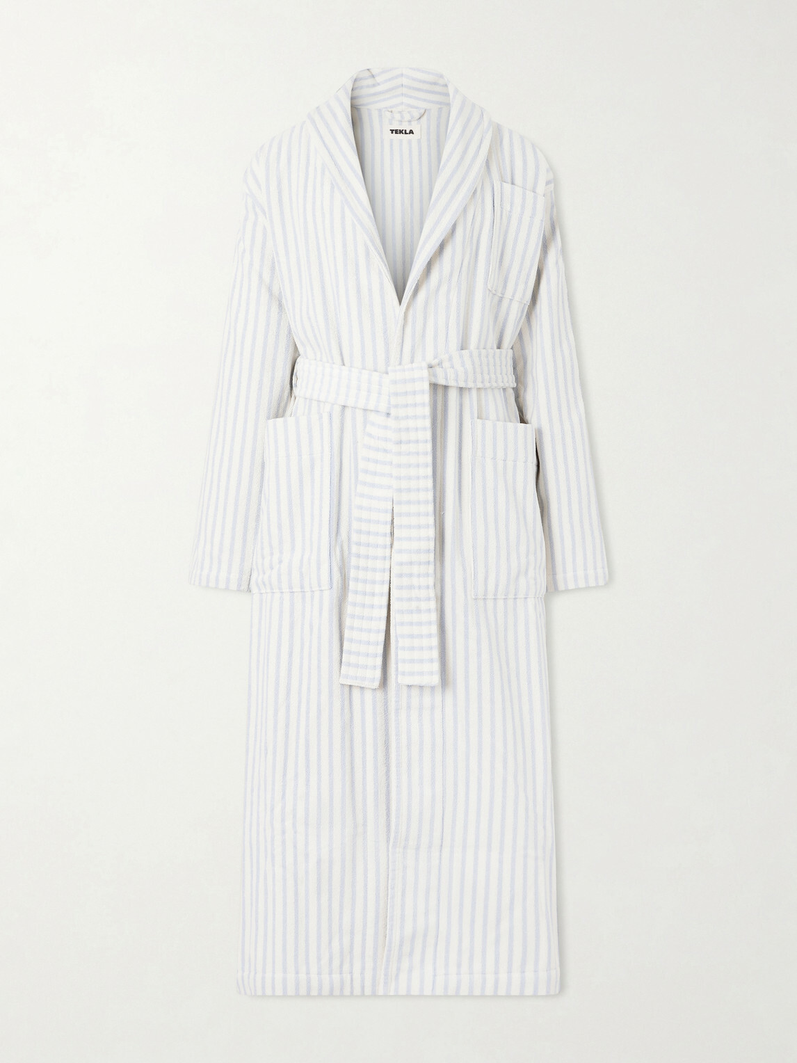 TEKLA - Belted Striped Organic Cotton-Terry Robe - Neutrals