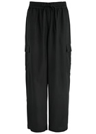 Eileen Fisher Washed Silk Cargo Trousers Black