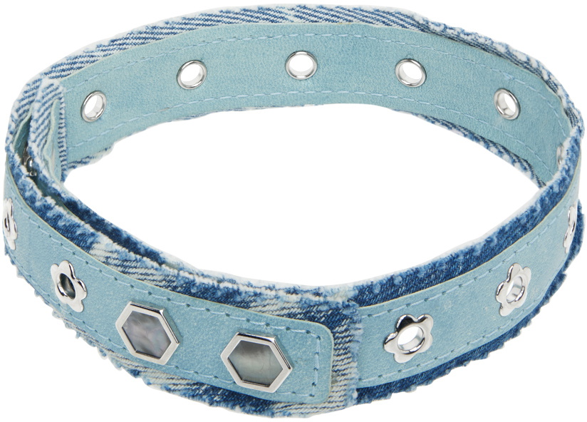 Our Legacy Blue Denim Flower Choker