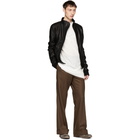 Rick Owens Black Leather Intarsia High Neck Jacket