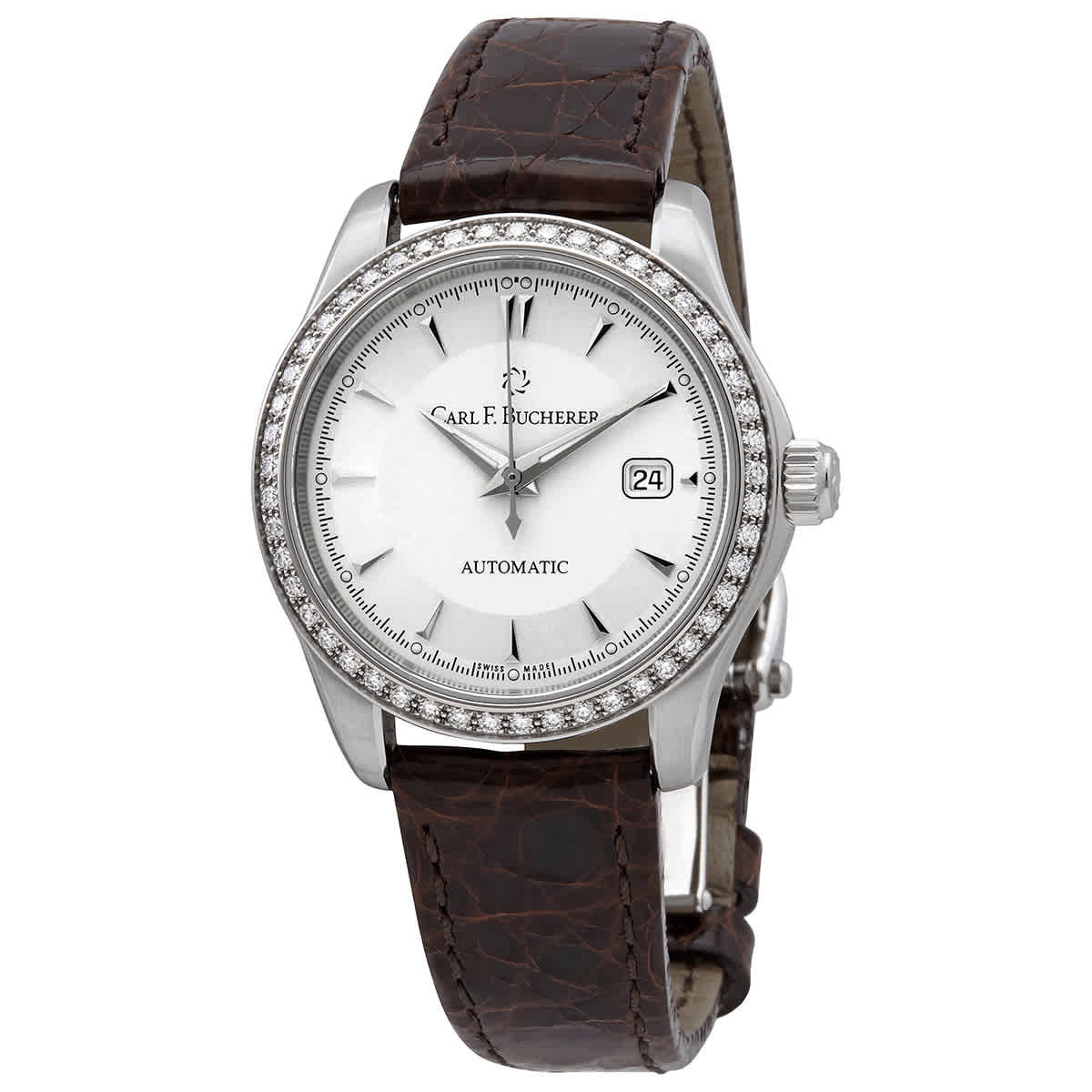 Carl F. Bucherer Manero Autodate Automatic Diamond Silver Dial Watch 00.10911.08.13.11