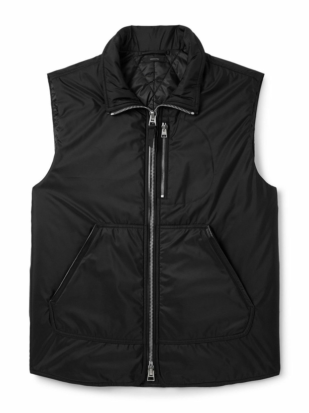 Photo: TOM FORD - Padded Leather-Trimmed Shell Gilet - Black