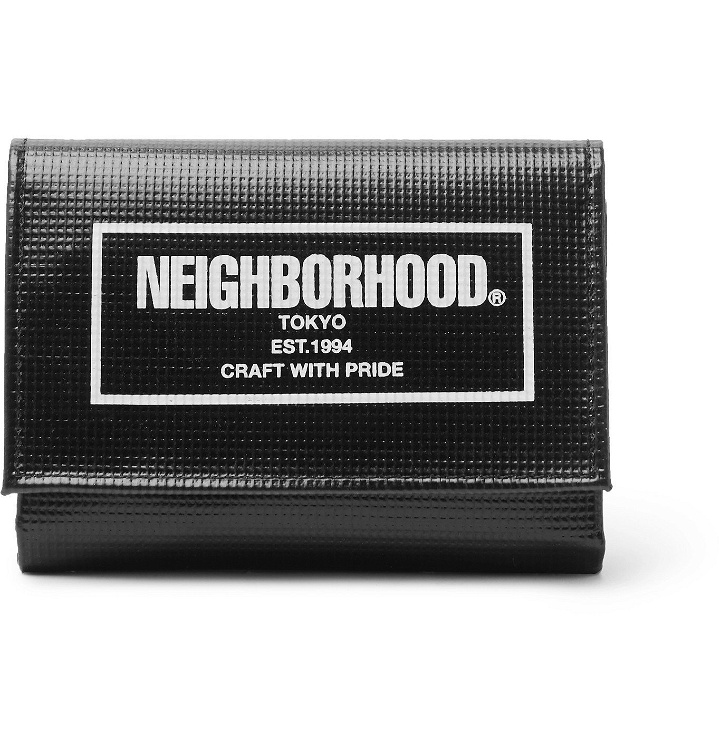 Photo: Neighborhood - Logo-Print PVC Tarpaulin Billfold Wallet - Black