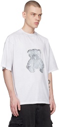 We11done White Pearl Necklace Teddy Print T-Shirt
