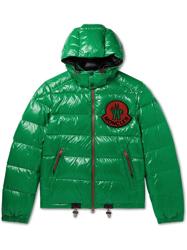 Photo: Moncler Genius - 2 Moncler 1952 Haggi Logo-Appliquéd Quilted Recycled Glossed-Shell Hooded Down Jacket - Green