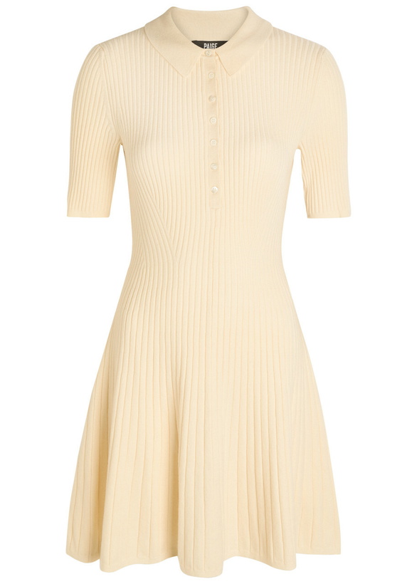 Photo: Paige Olie Ribbed Knit Mini Polo Dress Beige