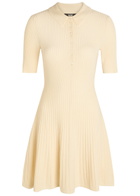 Paige Olie Ribbed Knit Mini Polo Dress Beige