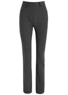 Norma Kamali Belted Stretch-cotton Trousers Dark Grey
