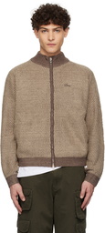 Dime Brown Double Zipper Knit Sweater