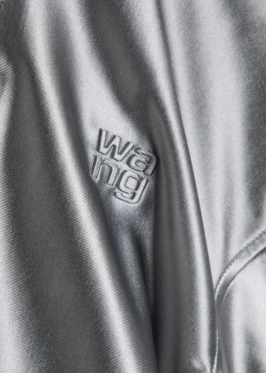 Alexanderwang.t Shrunken Logo-embossed Satin Track Jacket Silver