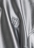 Alexanderwang.t Shrunken Logo-embossed Satin Track Jacket Silver