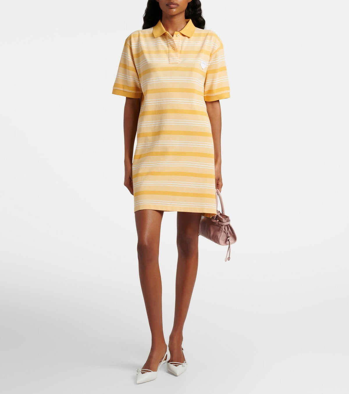 Prada Striped cotton piqué minidress