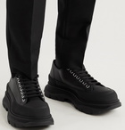 ALEXANDER MCQUEEN - Exaggerated-Sole Rubber-Trimmed Leather Sneakers - Black